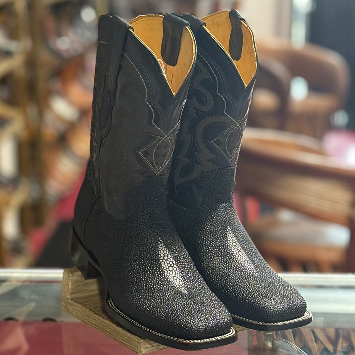 Printed Stingray Square Toe Boots