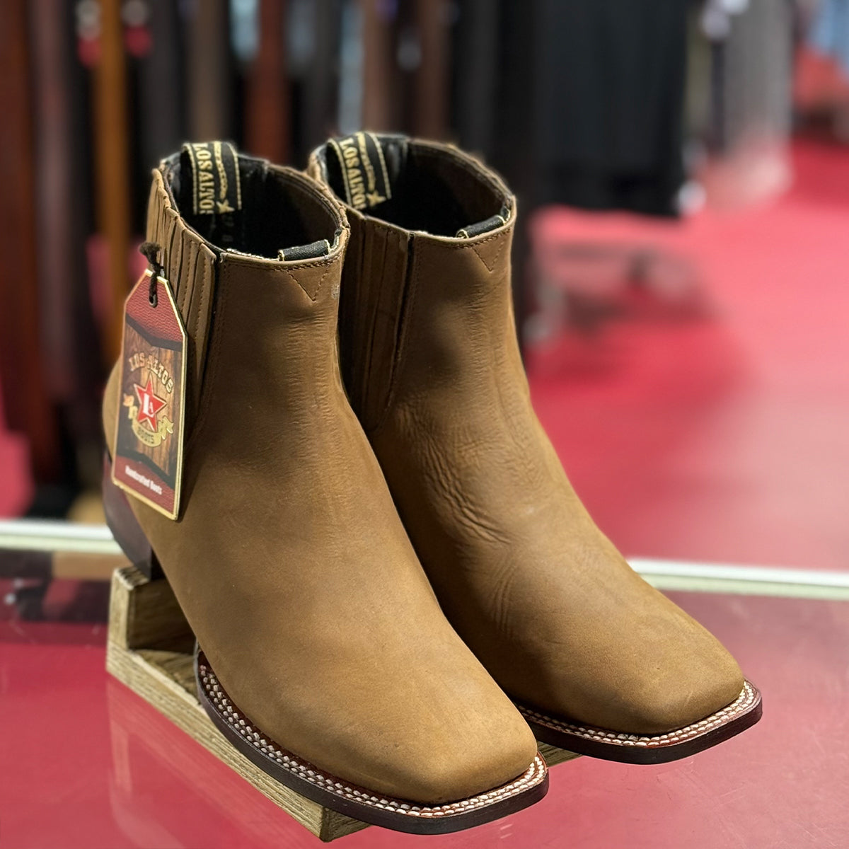 Los Altos Tan Short Square Toe Cowboy Boots