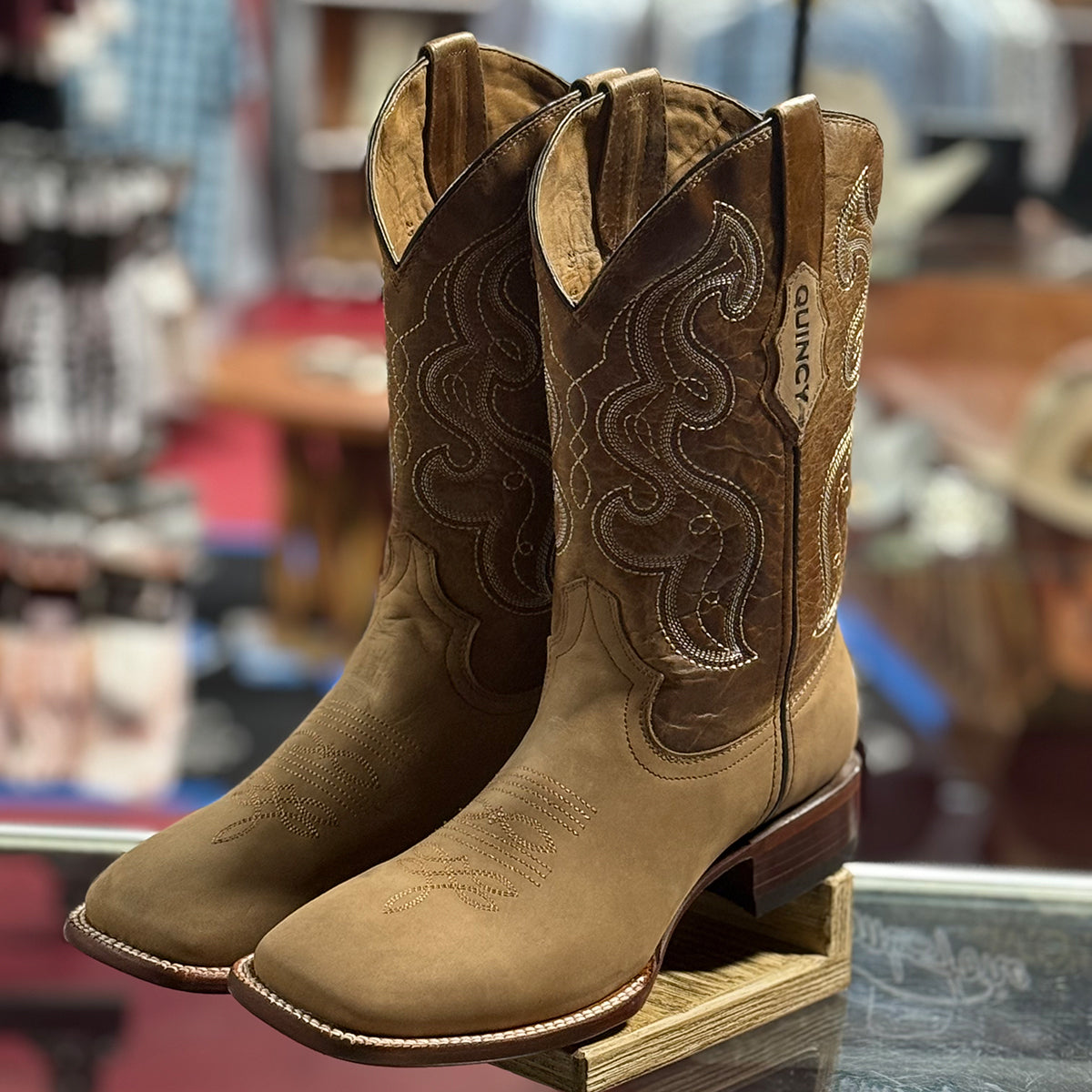 Quincy Tan square toe boots