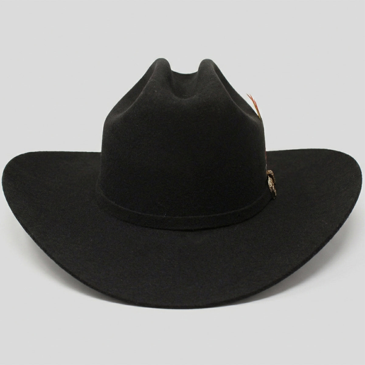 Front view of Tombstone 20X Chaparral Black Felt Cowboy Hat