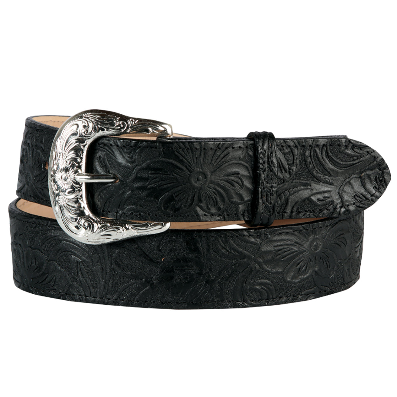 Women's Black Tooled Belts