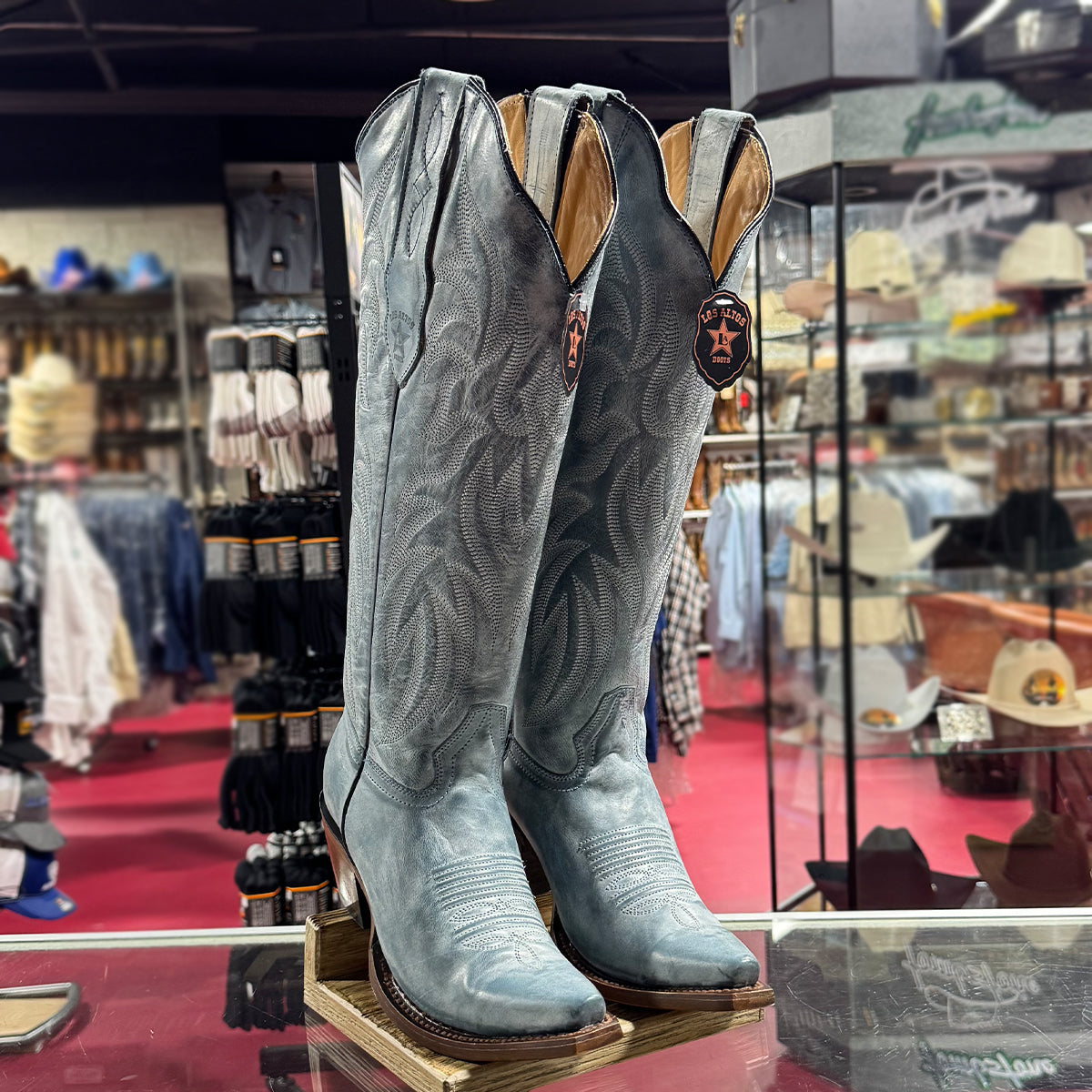 Blue Knee High Cowgirl Boots