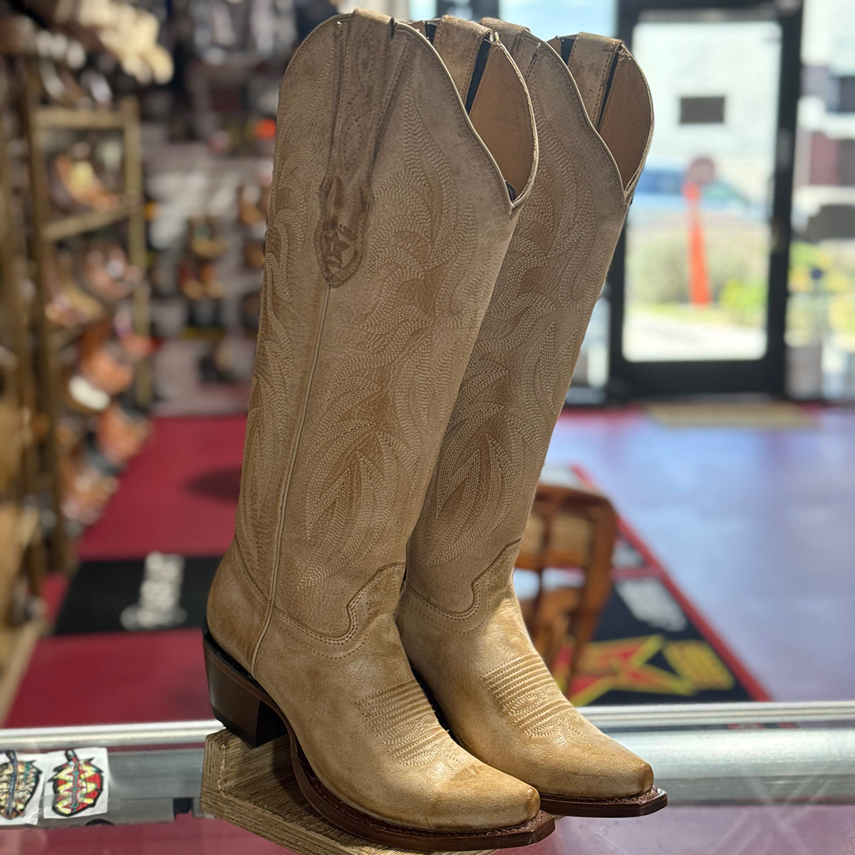 Vintage Honey Brown Knee High Boots Genuine Leather