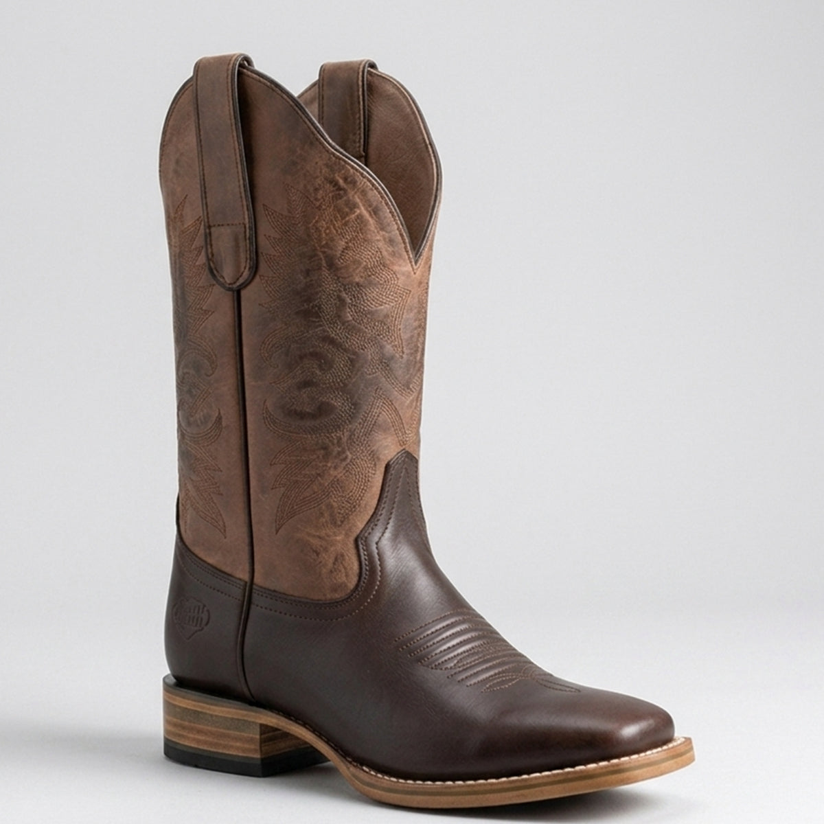 White Diamonds women's brown leather square toe cowboy boot.