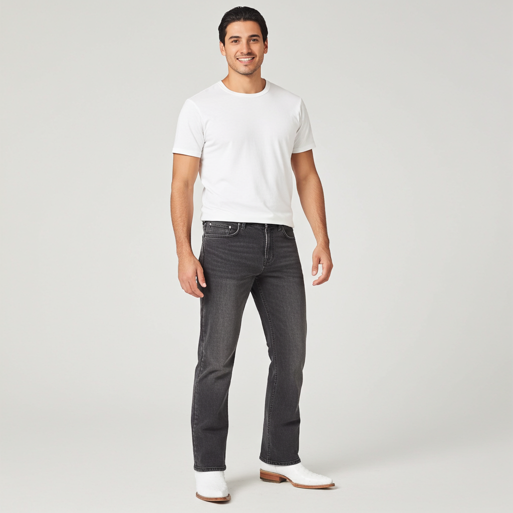 Man wearing ostrich print western boots