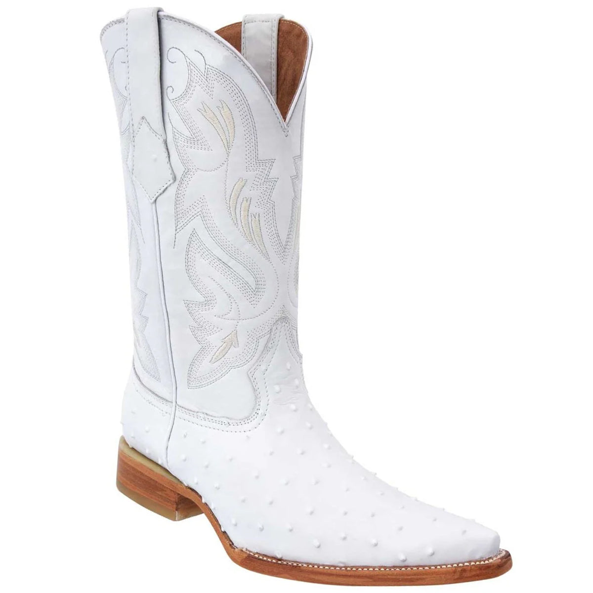 White Ostrich Print Boot