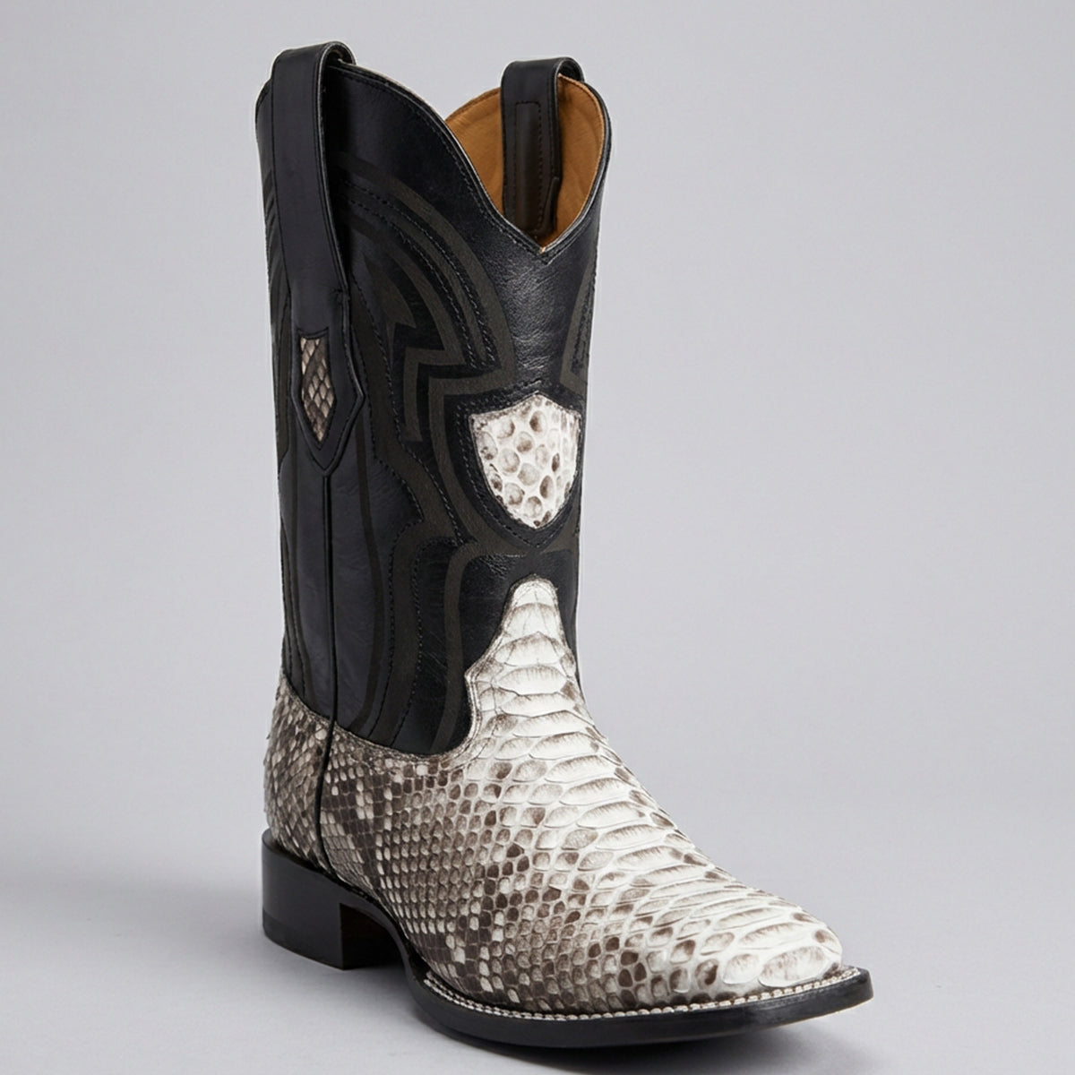 Wild West Men's Natural Python Wide Square Toe Cowboy Boot