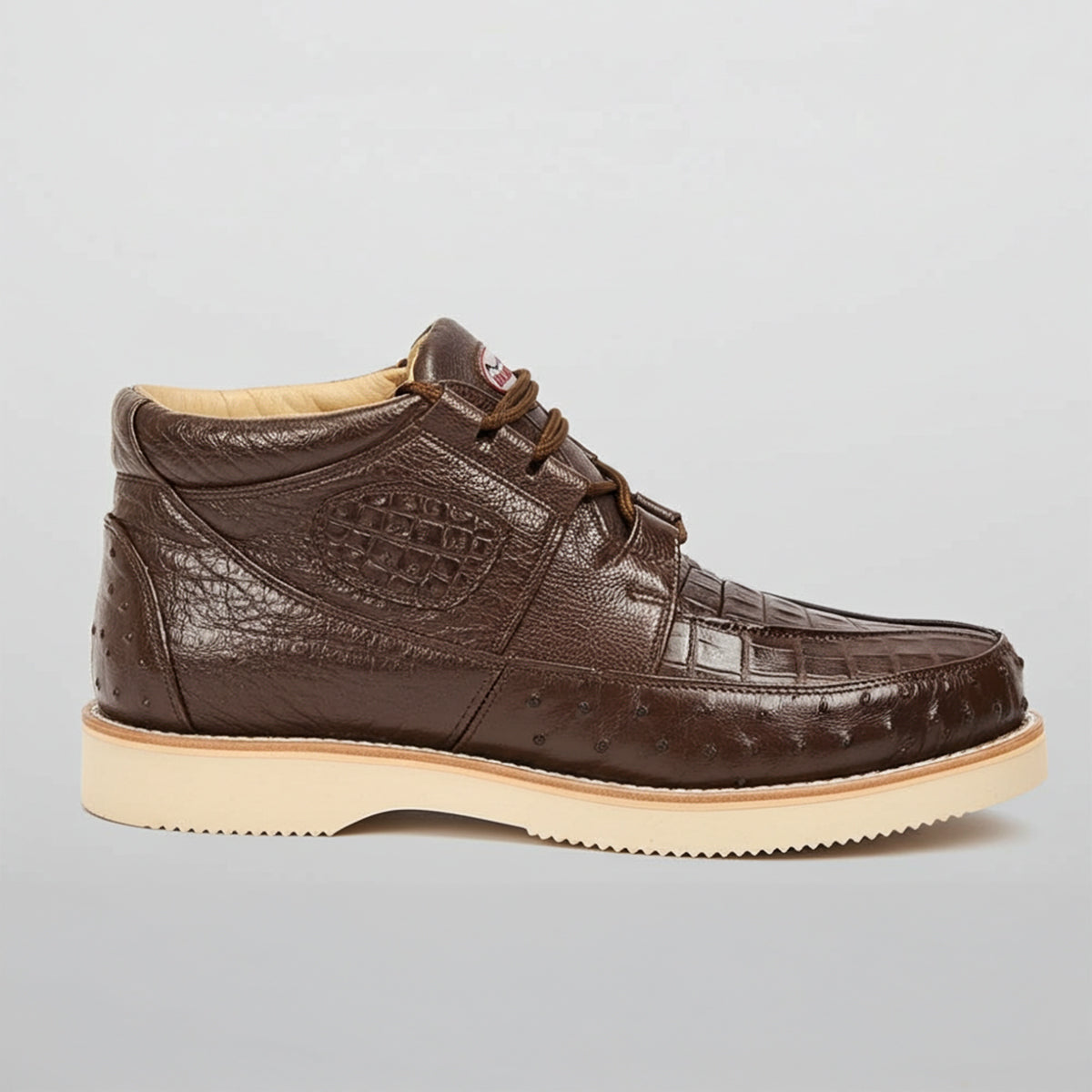 Los Altos Casual Caiman & Ostrich Shoe Brown