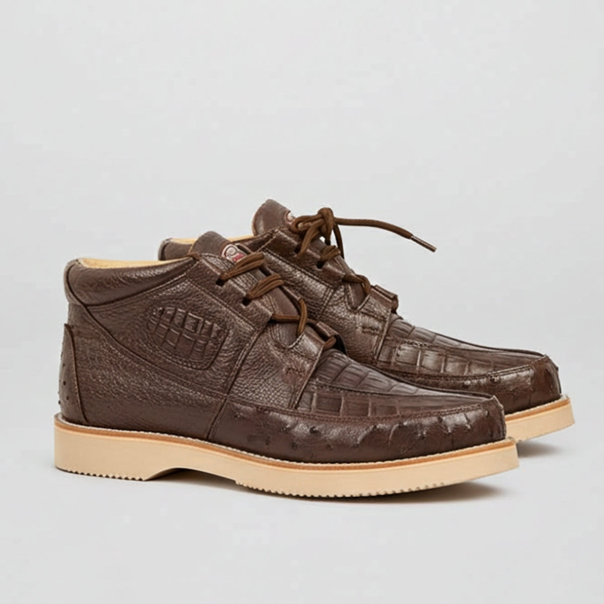 Los Altos Casual Caiman & Ostrich Boots Brown