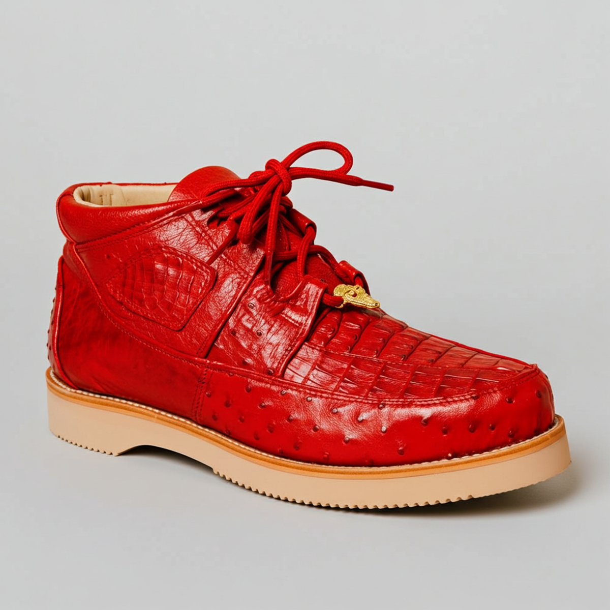 Los Altos Red Casual Caiman & Ostrich Boot