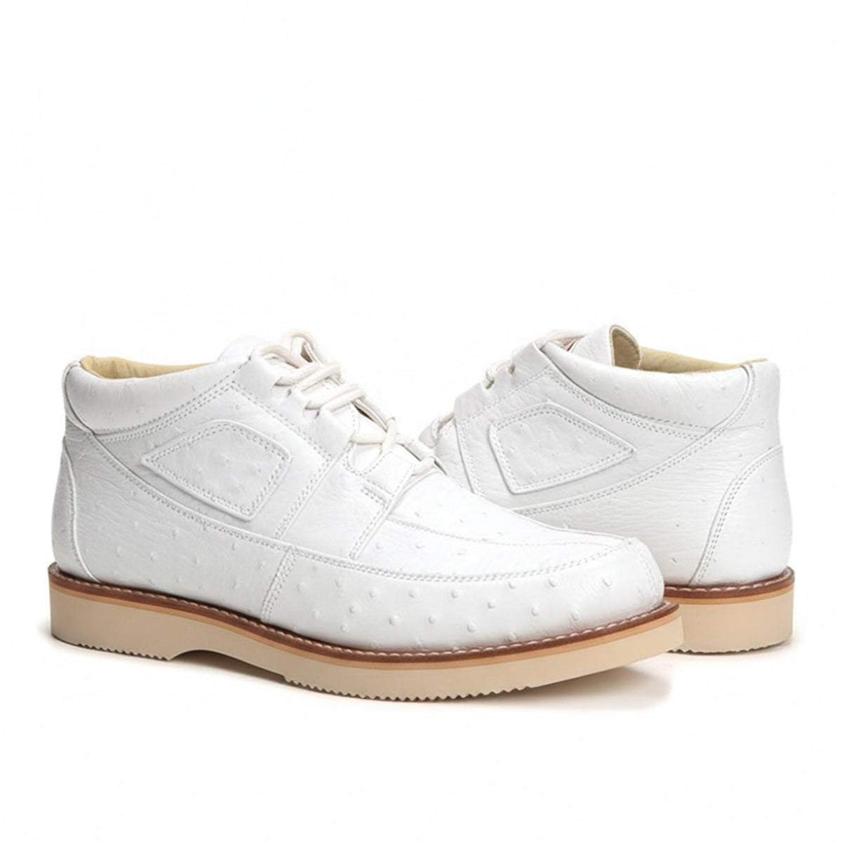 Los Altos White Casual Ostrich Boots