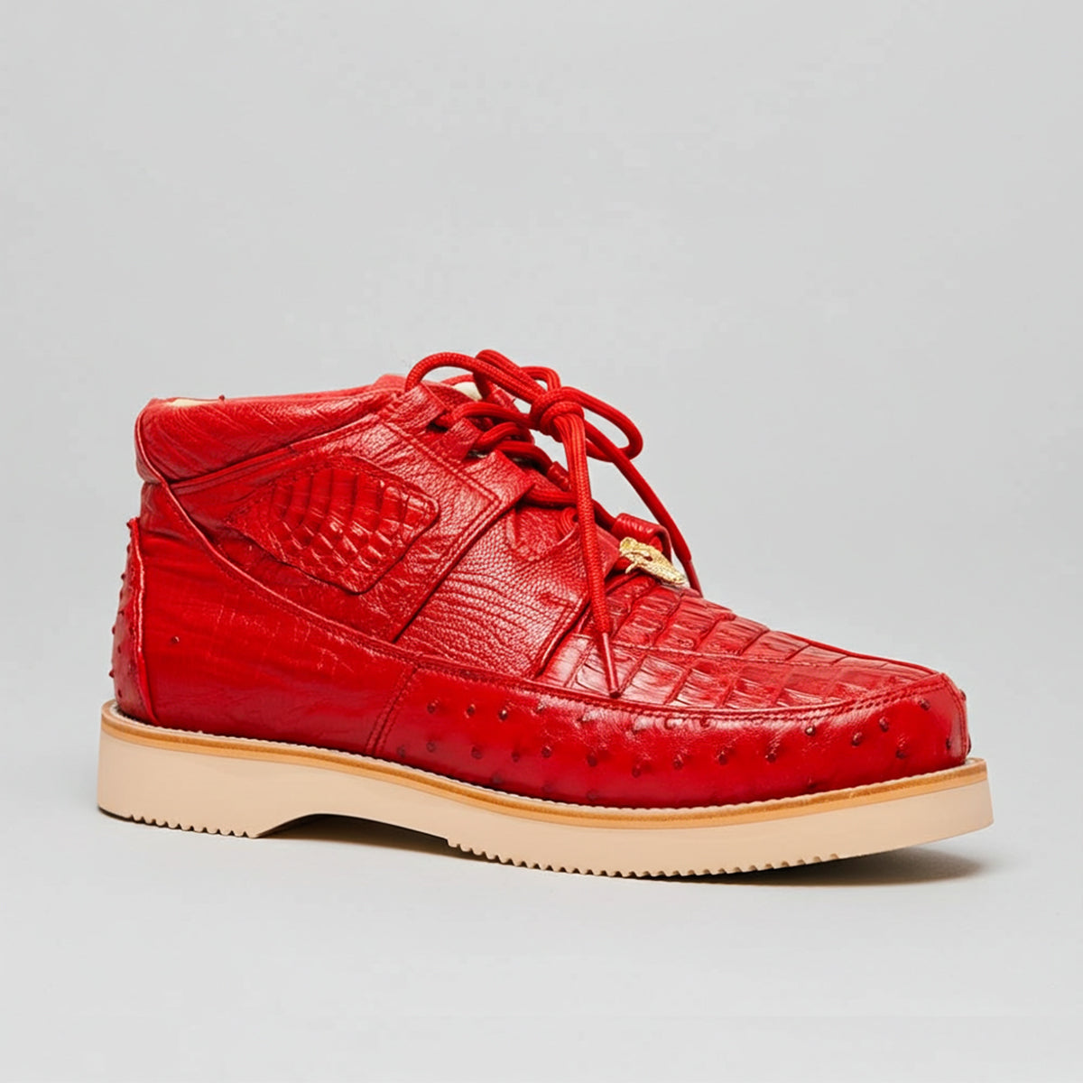 Los Altos Red Casual Caiman & Ostrich Shoe