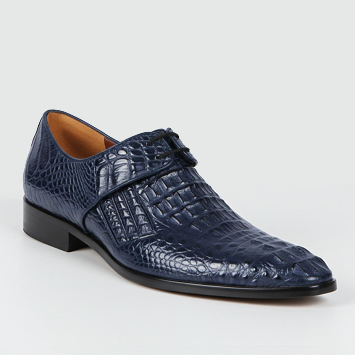 Navy Blue Crocodile Oxford Dress Shoes R Toe