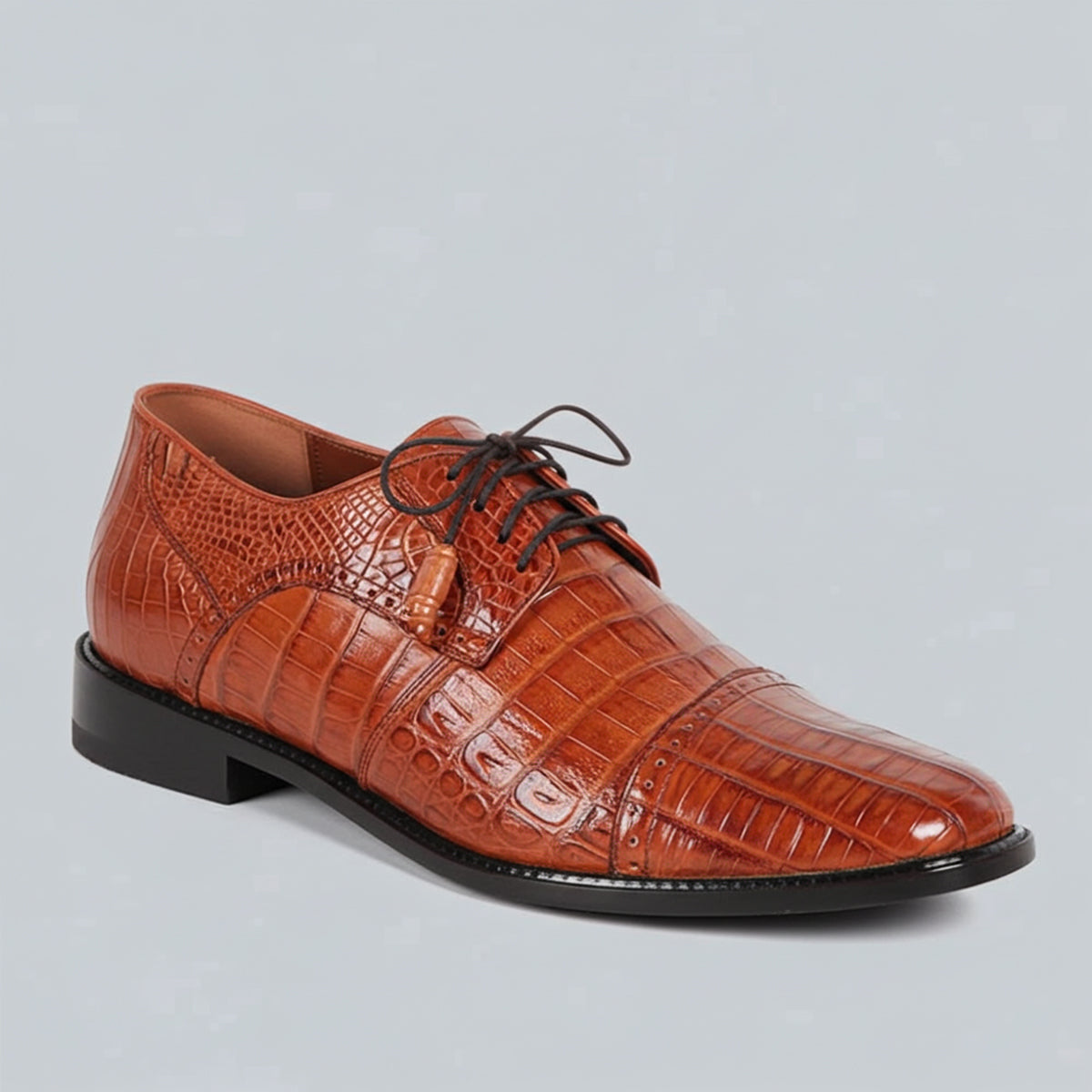 Los Altos Cognac Caiman Oxford Dress Shoes R Toe