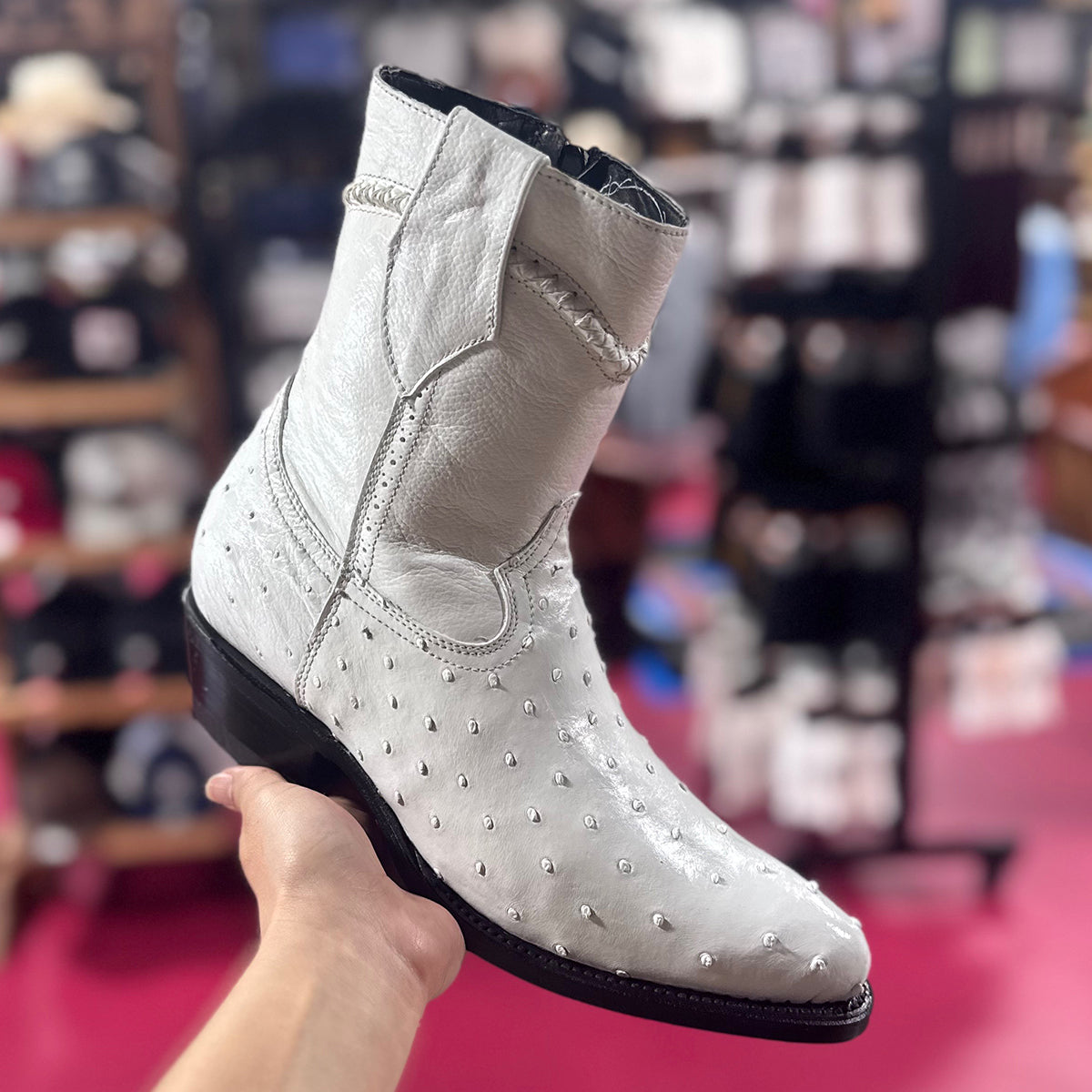 Bota de avestruz blancas