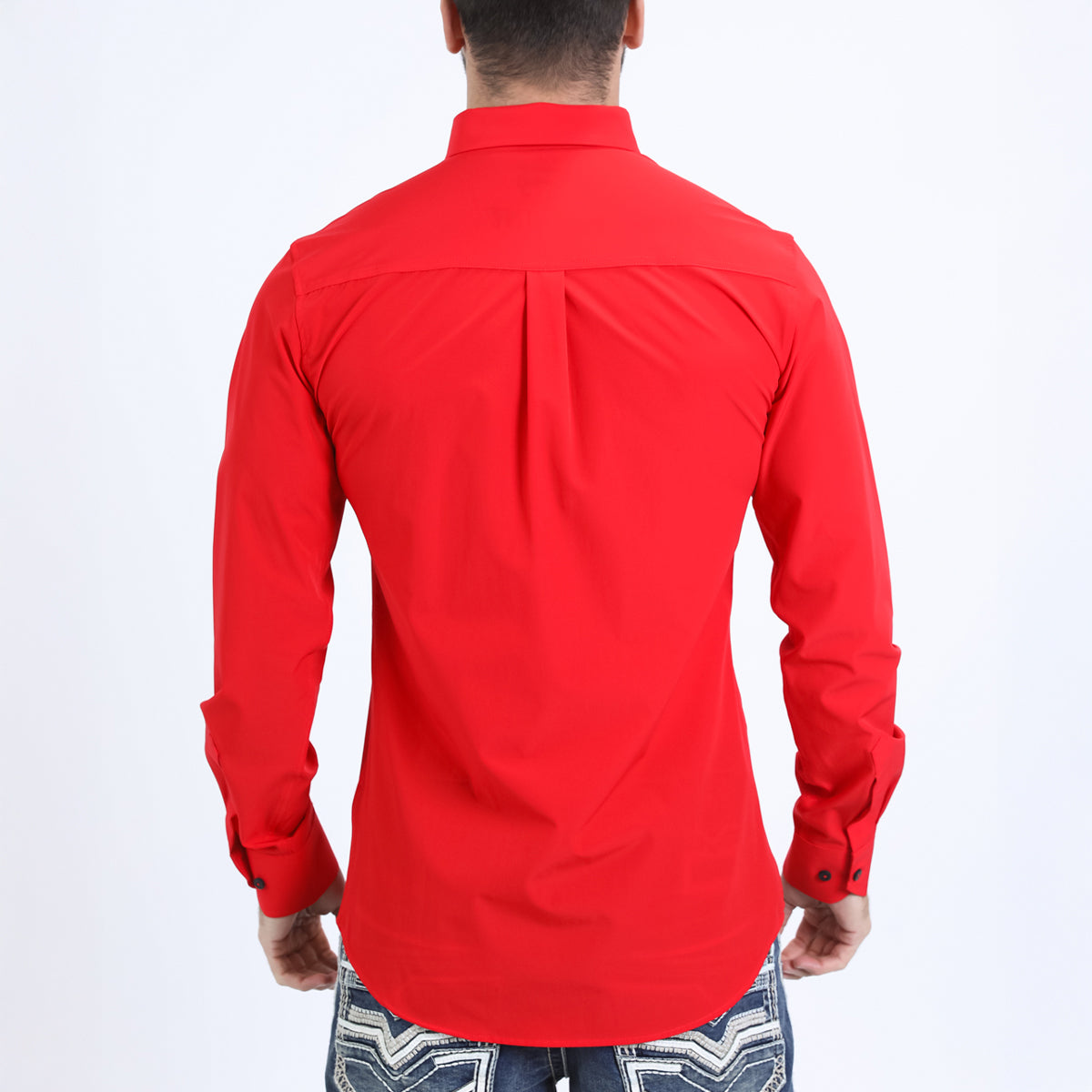 Back view of men's dress shirt