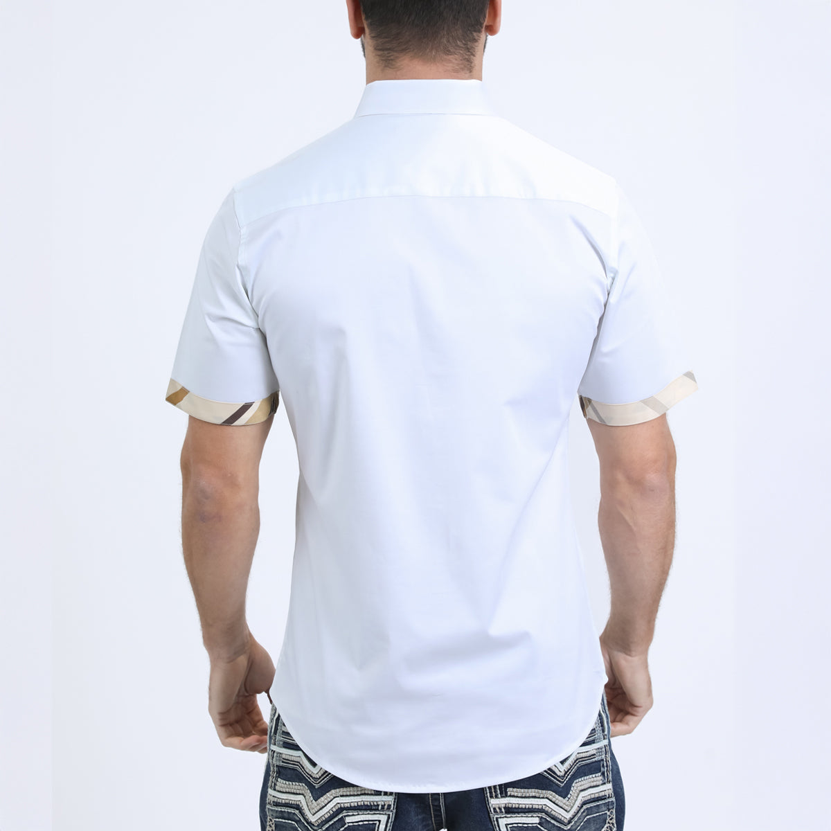 Back view of White Short Sleeve Shirt