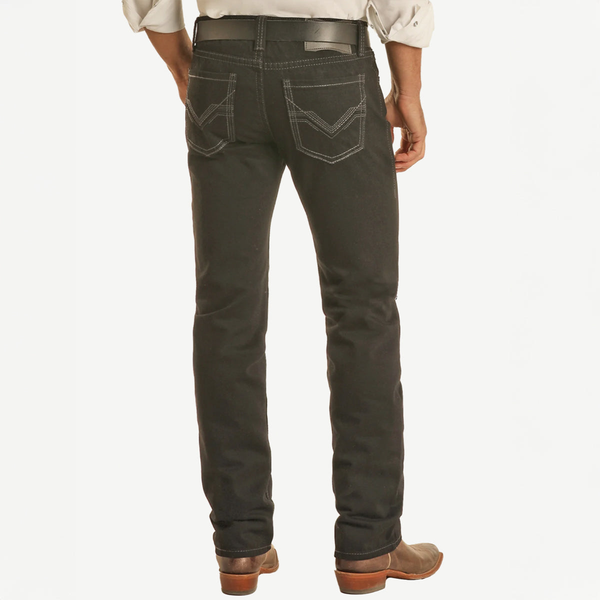 Back view of Men's Black Slim Straight Jeans