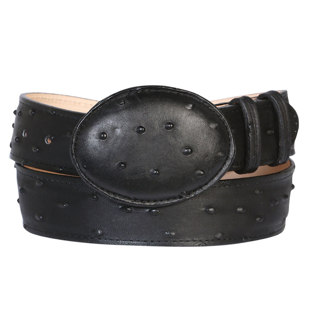 Black Ostrich Print Belt display picture 2