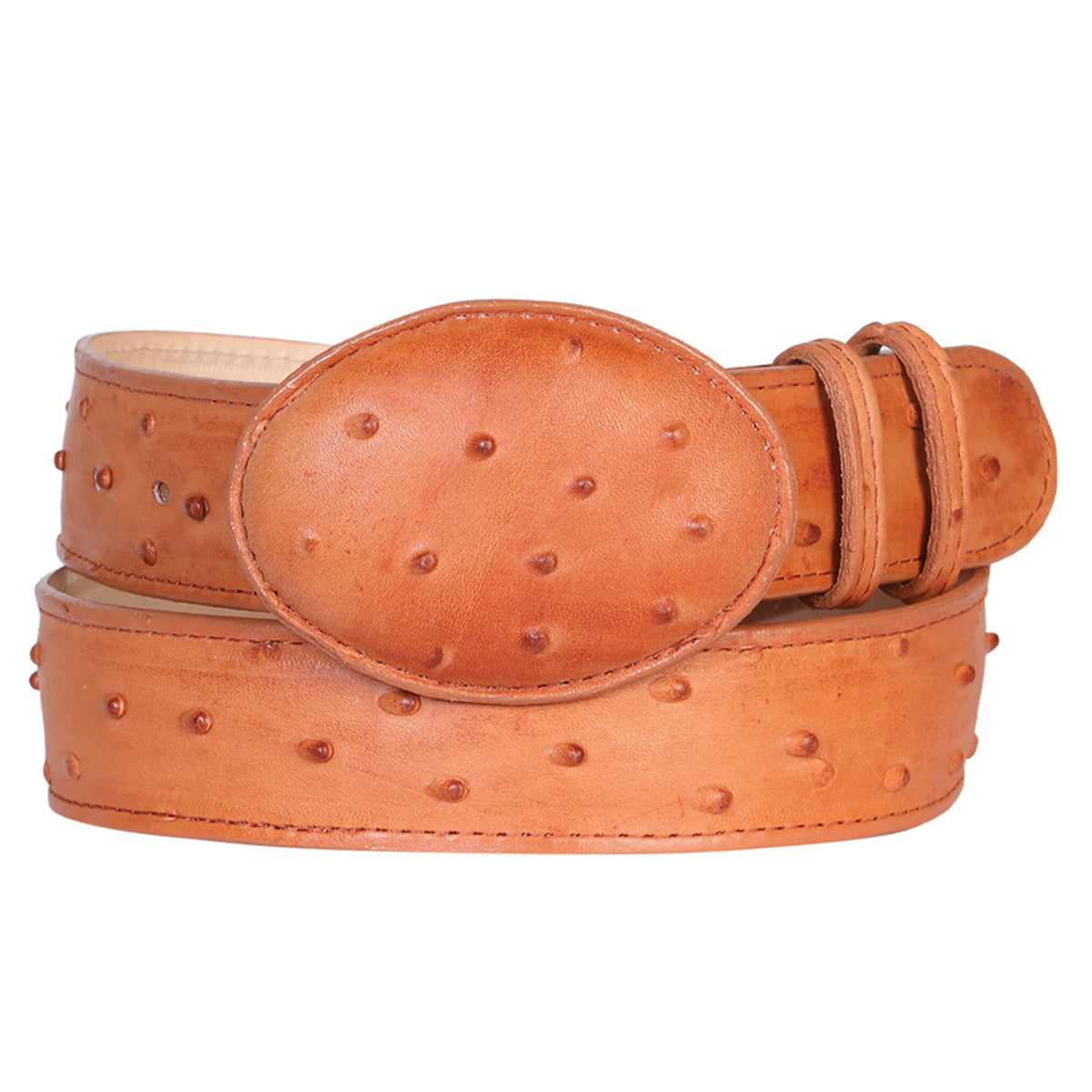 Ostrich Print Belt Cognac display picture 1