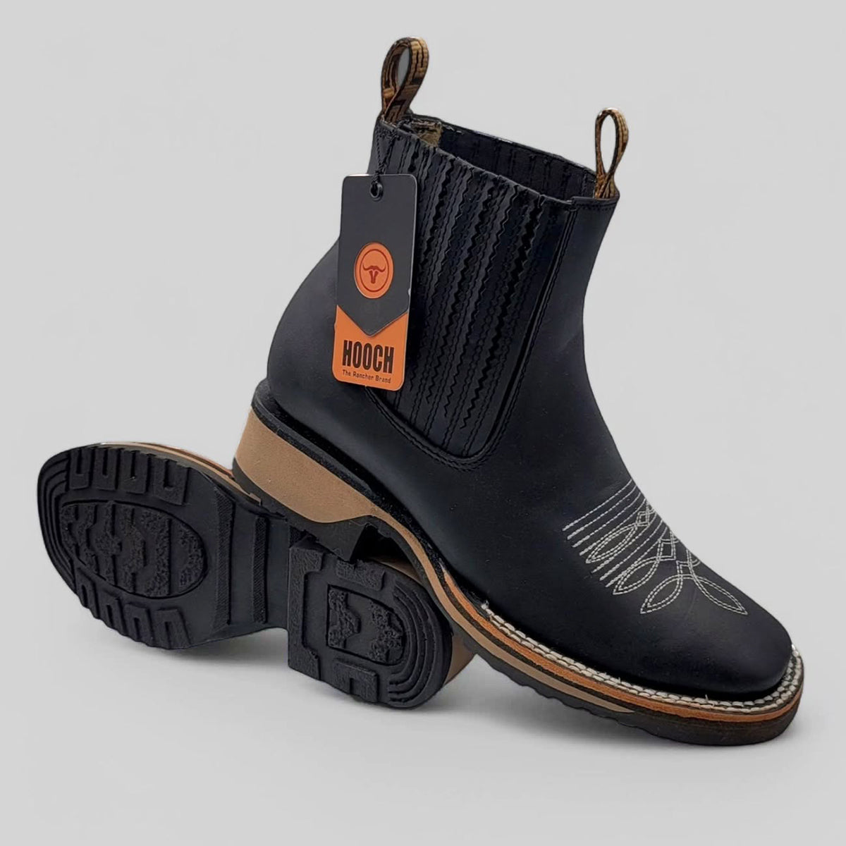 Men's Short Black Square Toe Boots