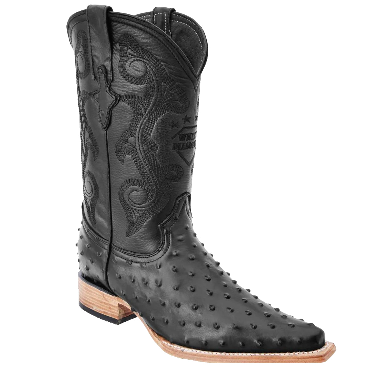 Black Ostrich Print Boots main image 0