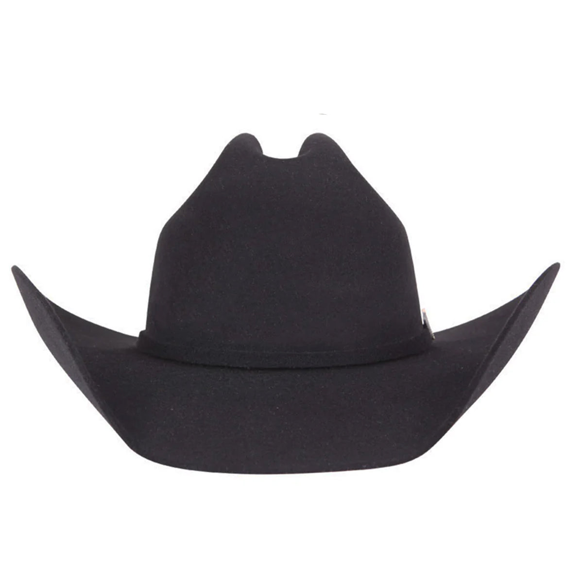 Front view of black cowboy hat