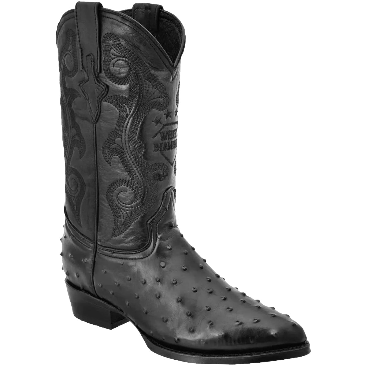 Black Ostrich Print Western Boot