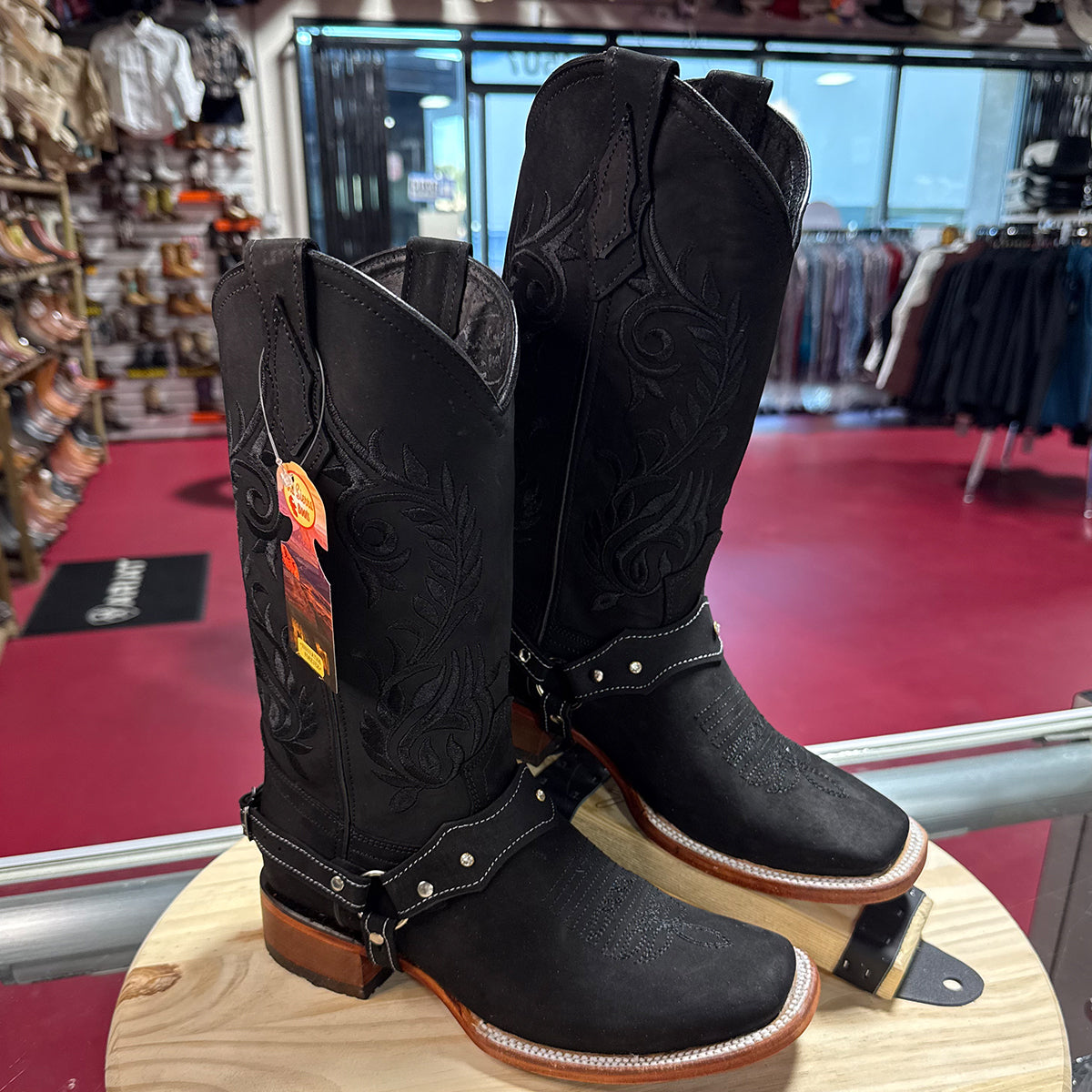 Women's Black Western Square Toe Boots