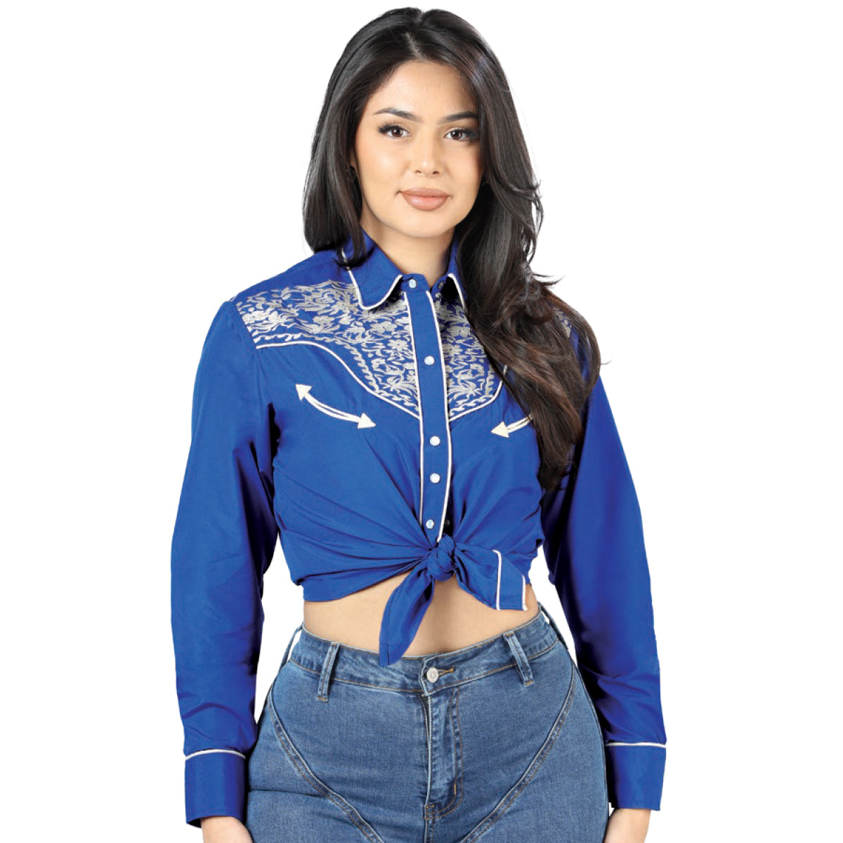 Royal Blue Women's Western Shirts X-Large / Royal Blue Royal Blue Women's Western Shirts X-Large / Royal Blue