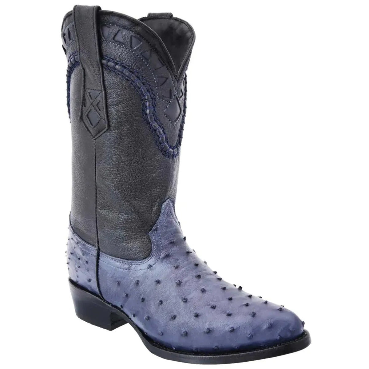 Blue Ostrich Cowboy Boot J-Toe