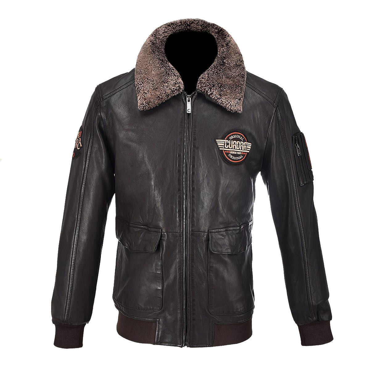 Cuadra Mens Leather Bomber Jacket