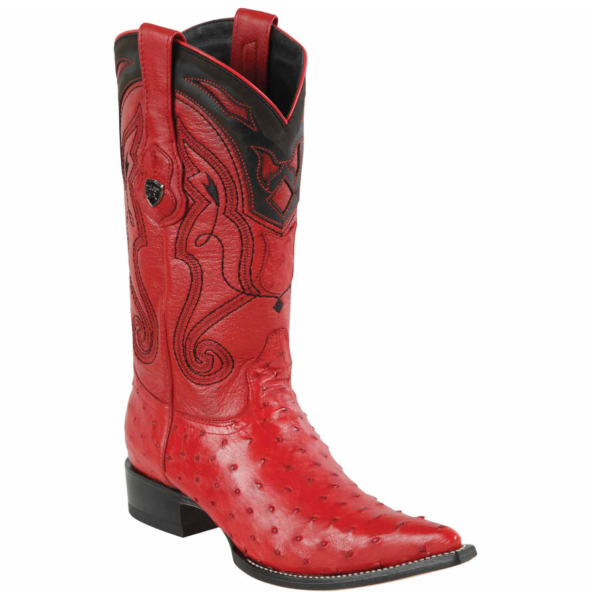 Botas De Avestruz Rojas Picudas