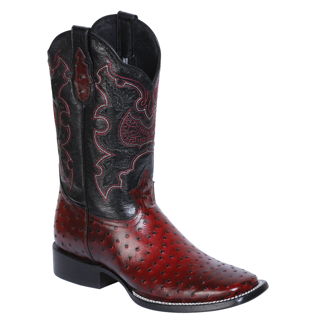 Black Cherry Ostrich Print Boot