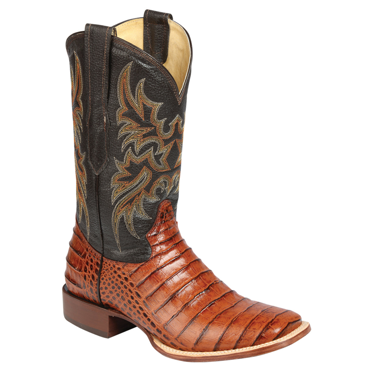 Mens Boots Caiman Belly Print Square Toe