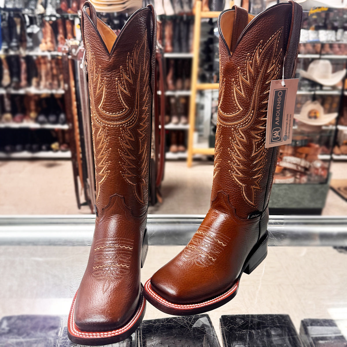 Botas vaqueras altas para mujer miel Abolengo