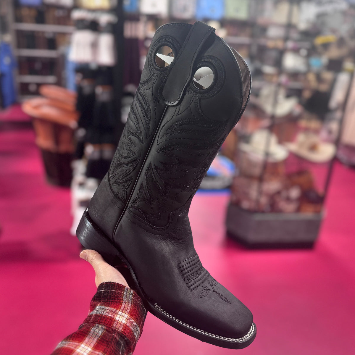 Matte Black Square Toe Boot