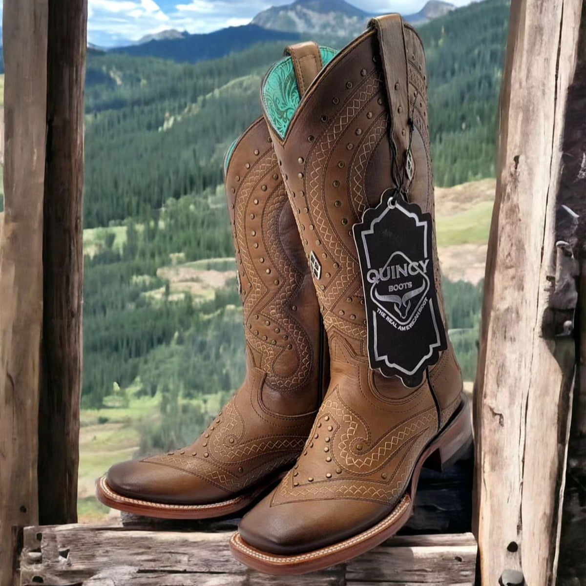 Quincy Ranchera Bronce Cowgirl Boots Square Toe