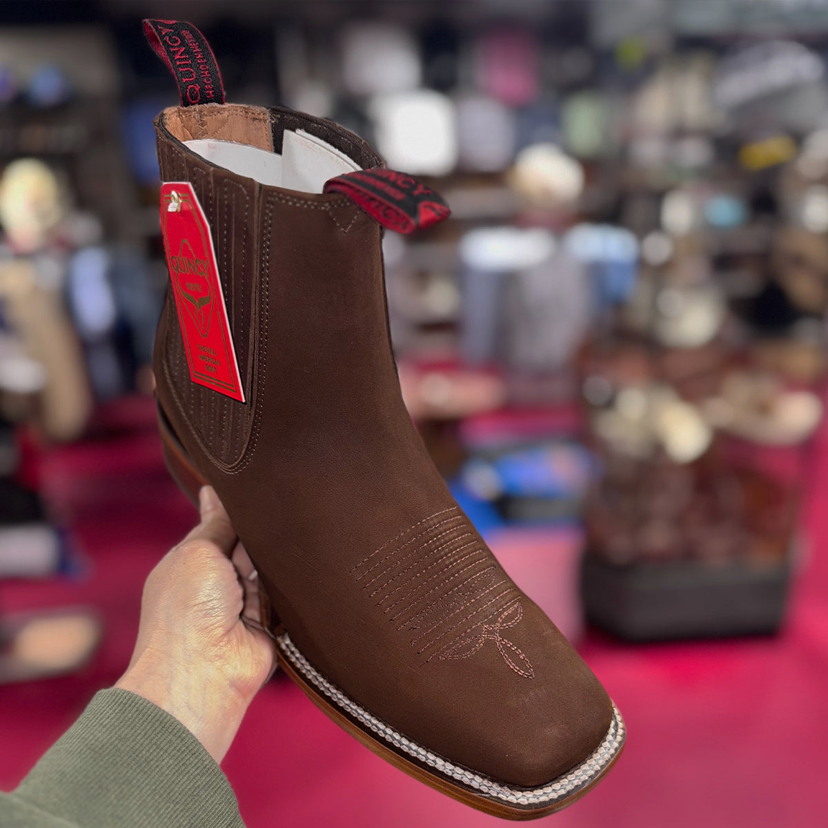Brown square toe Chelsea boot