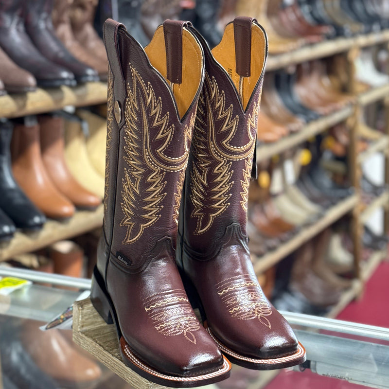Brown Tall Square Toe Cowgirl Boots