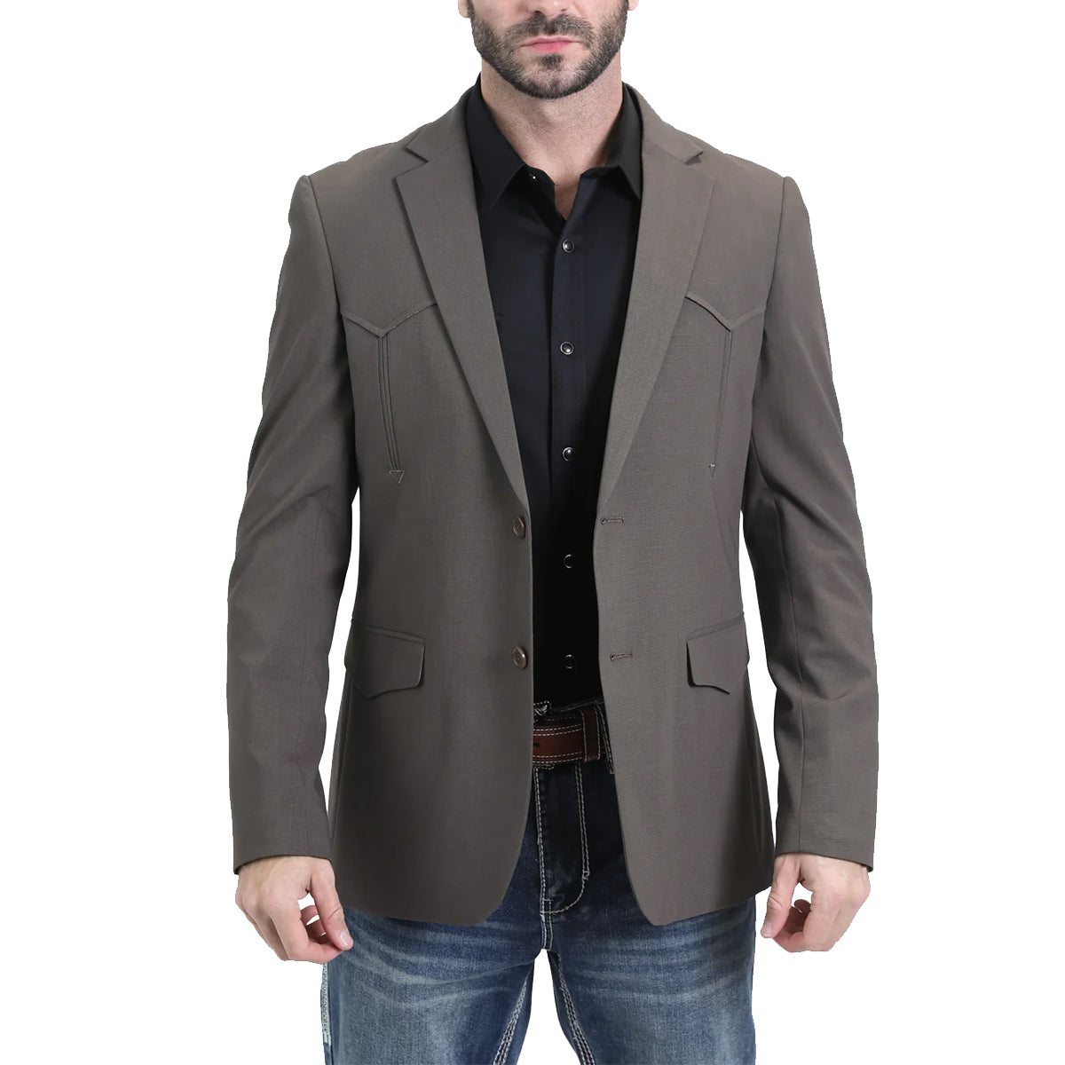 Men's Western Blazer Double Button Dark Brown