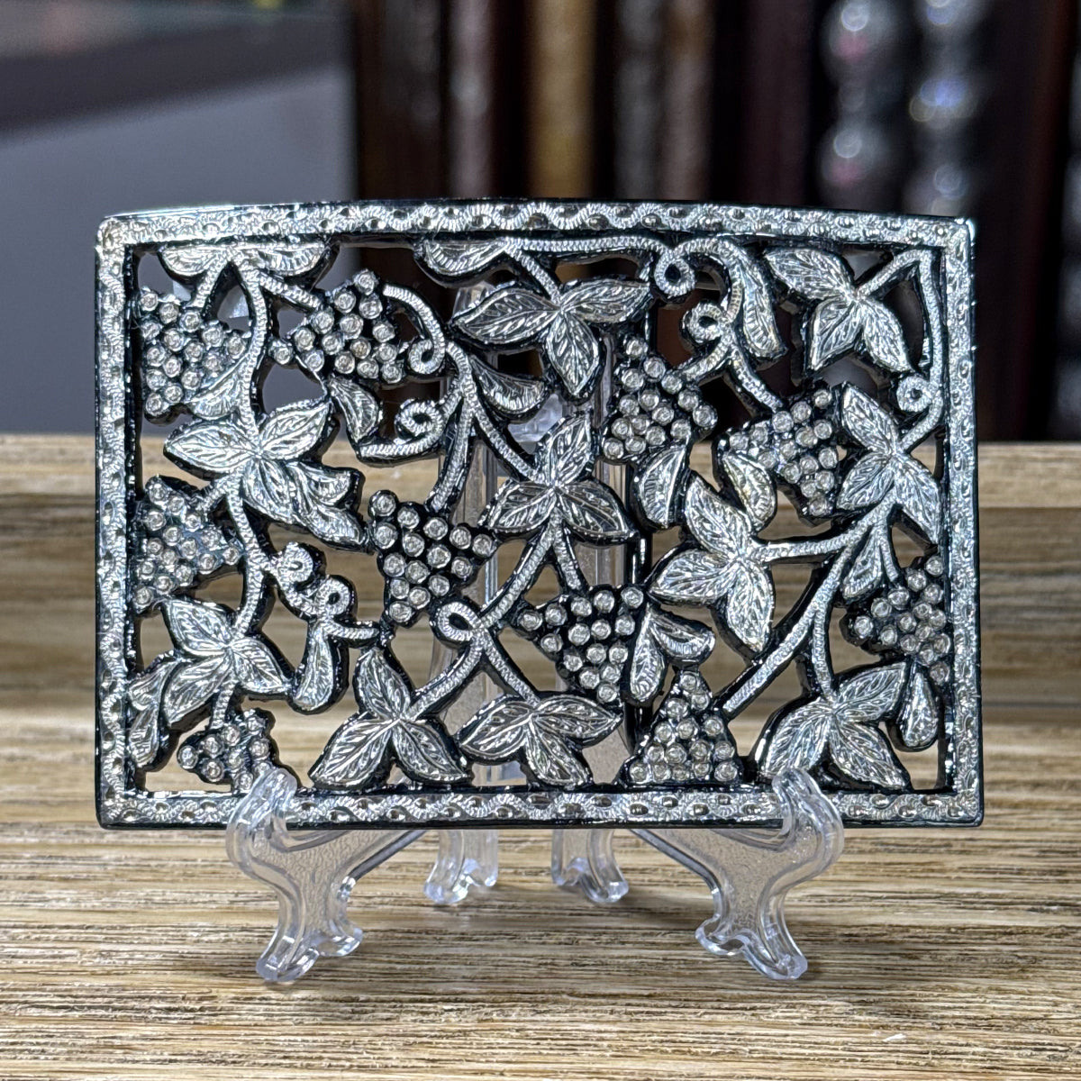 Floral Silver Western Belt Buckle | Handcrafted