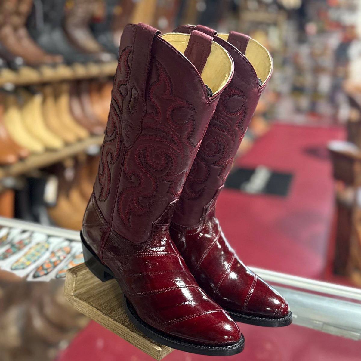 Burgundy Eel Boots