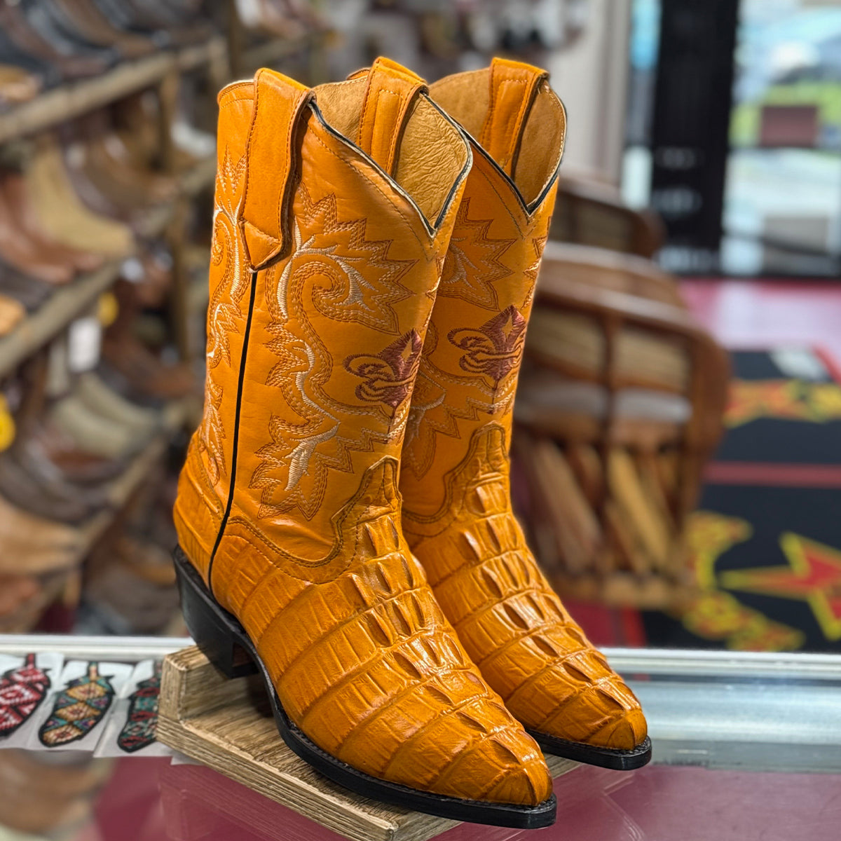 Crocodile Print Western Boots J-Toe Buttercup