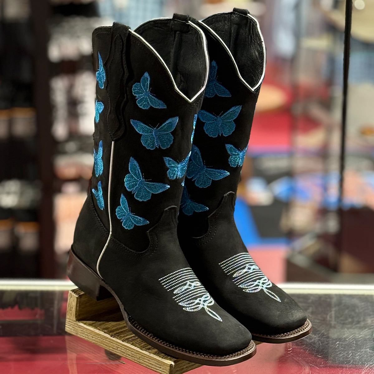 Blue Butterfly Cowgirl Boots