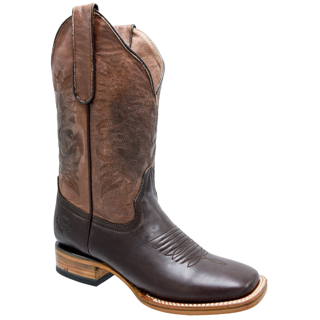 Brown square toe cowgirl boot
