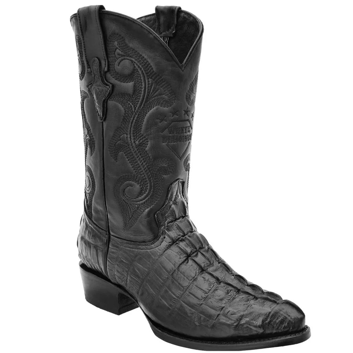 Black Crocodile Print Western Boot