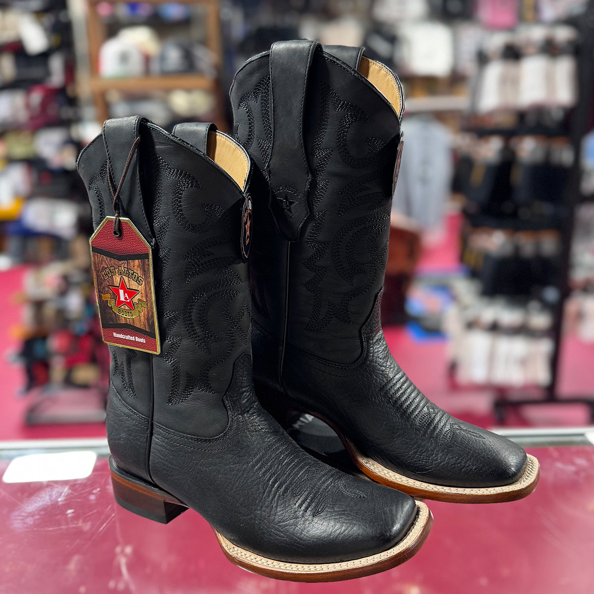 Bull shoulder black square toe western boots