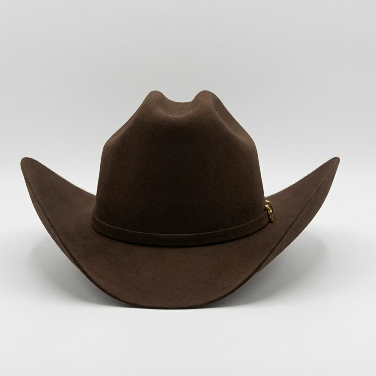 Front View of Cuernos Chuecos 6X Milano Brown Felt Western Hat
