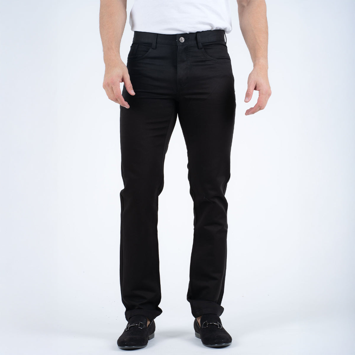Black Relaxed Fit Mens Stretch Jeans